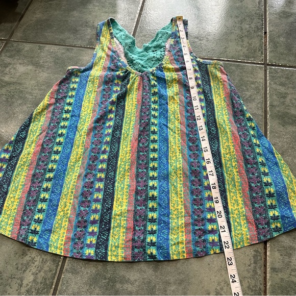 VTG Y2K Bright Colorful Striped Patterned Hippie Boho Crochet Lace Knit Cami - Picture 4 of 5